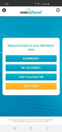 Wallet Wizard app homepage
